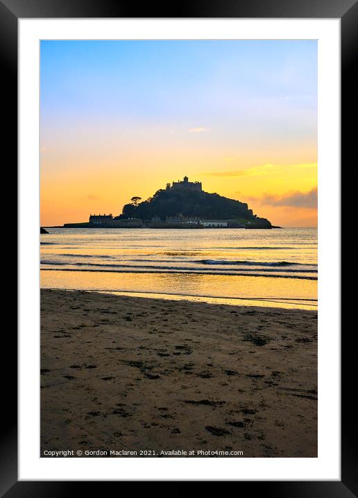 Sunset, St Michaels Mount Cornwall Framed Mounted Print by Gordon Maclaren