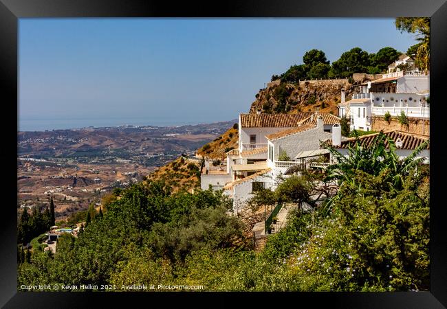 View down to the Mediterranean coast from Mijas Pu Framed Print by Kevin Hellon