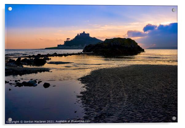 St Michaels Mount in the Blue Hour Acrylic by Gordon Maclaren