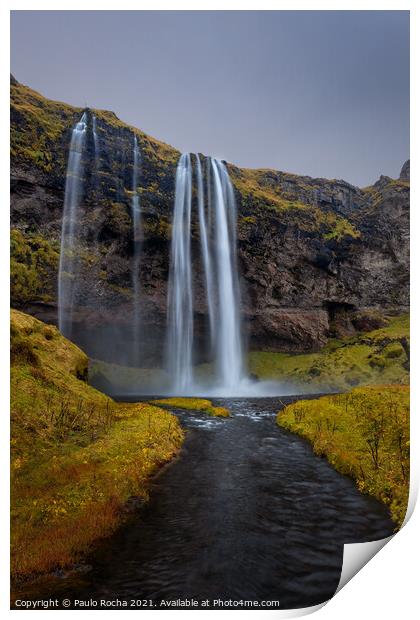 Seljalandsfoss waterfall in southern Iceland Print by Paulo Rocha