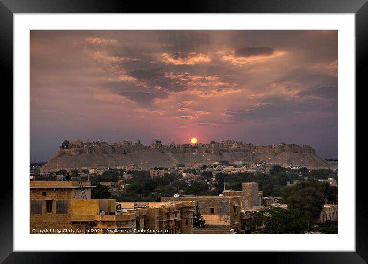 Sunset at Jaisalmer Fort, India. Framed Mounted Print by Chris North