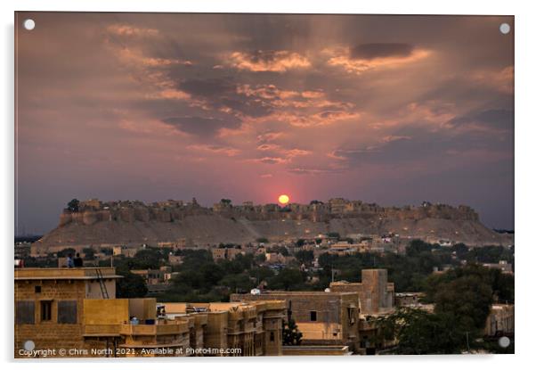 Sunset at Jaisalmer Fort, India. Acrylic by Chris North