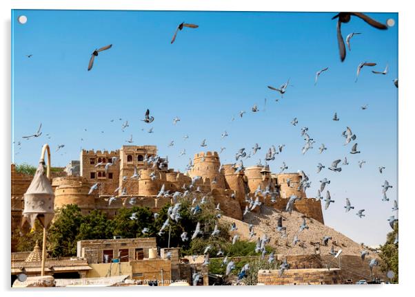 The Ramparts of Jaisalmer Fort, India. Acrylic by Chris North