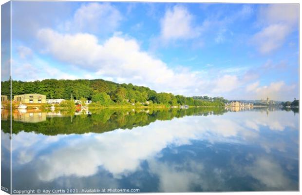 Truro River Reflections Canvas Print by Roy Curtis