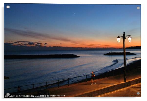 Sidmouth Evening Runner Acrylic by Roy Curtis