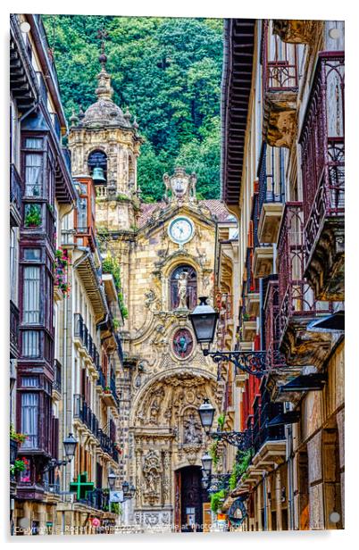The old town of San Sebastian Spain  Acrylic by Roger Mechan