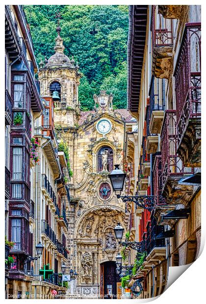 The old town of San Sebastian Spain  Print by Roger Mechan
