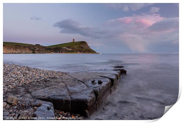 Kimmeridge and Clavell Tower at Sunset Print by Paul Brewer
