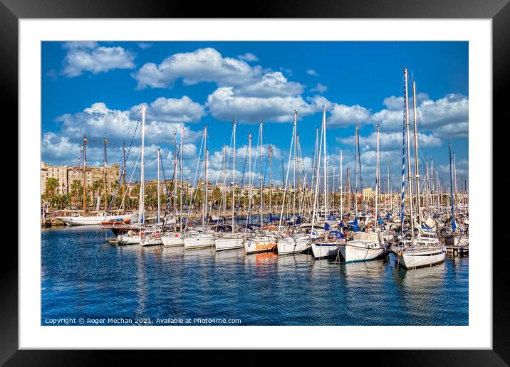 Serene Yachting Marina in Barcelona Framed Mounted Print by Roger Mechan