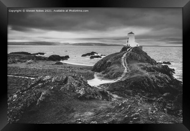 A Majestic Lighthouse in Wales Framed Print by Steven Nokes