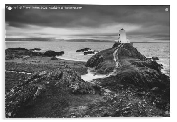 A Majestic Lighthouse in Wales Acrylic by Steven Nokes