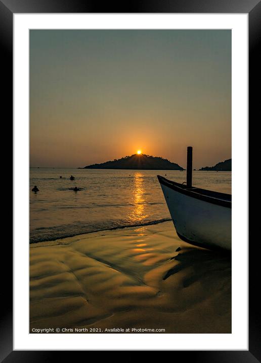 Palolem Beach at Sunset, Goa. Framed Mounted Print by Chris North