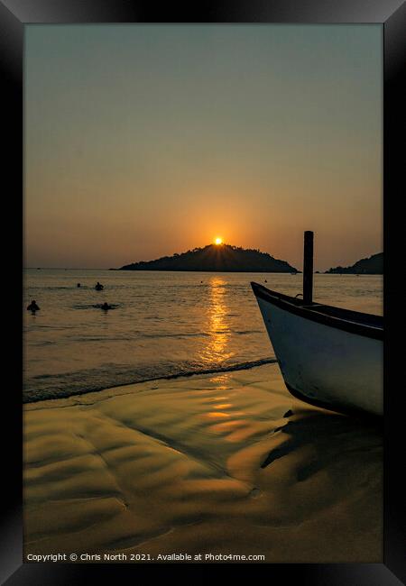 Palolem Beach at Sunset, Goa. Framed Print by Chris North