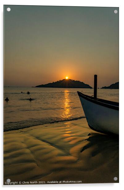 Palolem Beach at Sunset, Goa. Acrylic by Chris North