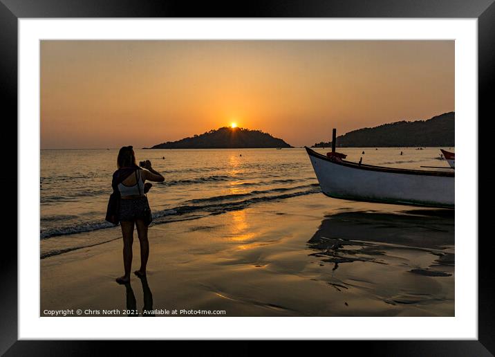 Palolem Beach  Sunset, Goa. Framed Mounted Print by Chris North