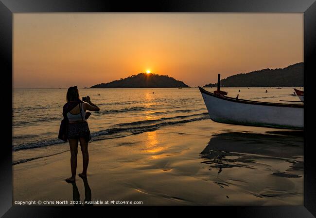 Palolem Beach  Sunset, Goa. Framed Print by Chris North