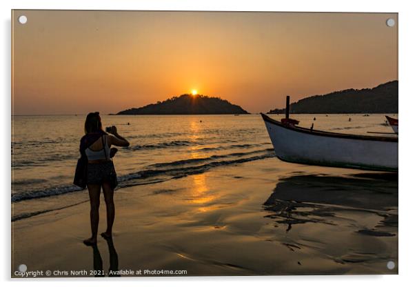 Palolem Beach  Sunset, Goa. Acrylic by Chris North