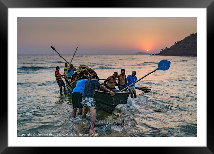 Night fishermen of Palolem Beach, Goa. Framed Mounted Print by Chris North