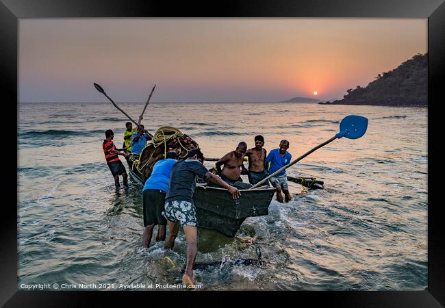 Night fishermen of Palolem Beach, Goa. Framed Print by Chris North