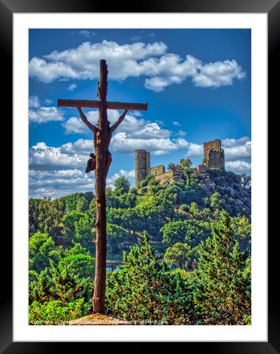 Iconic Hilltop Cross and Ruined Castle Framed Mounted Print by Roger Mechan