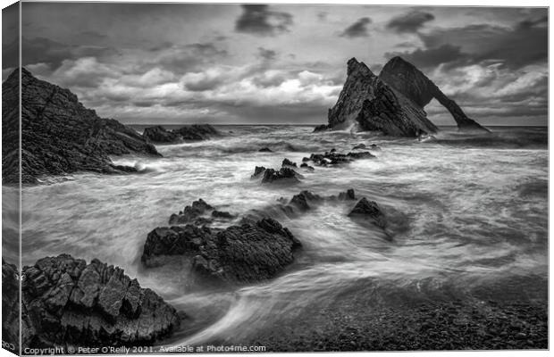 Stormy Day at Bow Fiddle Rock Canvas Print by Peter O'Reilly