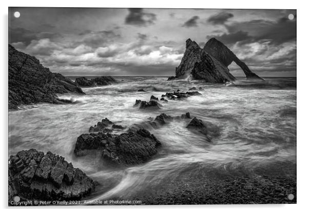 Stormy Day at Bow Fiddle Rock Acrylic by Peter O'Reilly