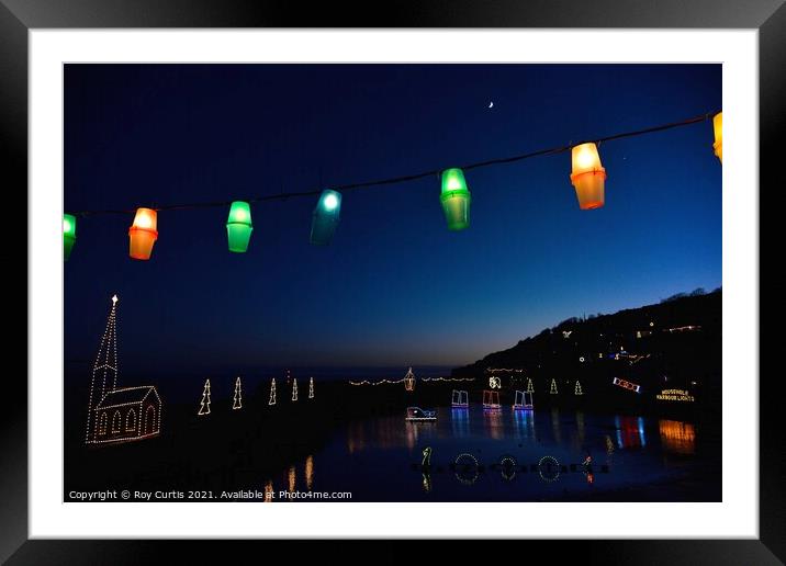 Mousehole Christmas Lights.  Framed Mounted Print by Roy Curtis