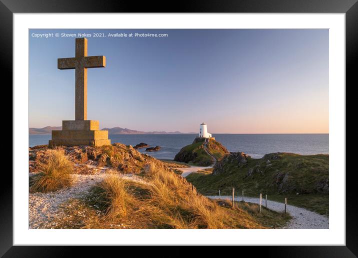 Twilight at Twr Bach Lighthouse Framed Mounted Print by Steven Nokes