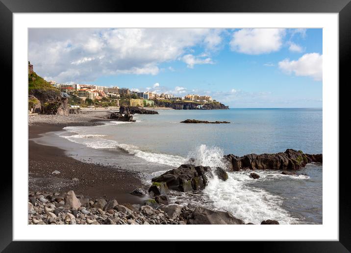 Beach at Funchal Framed Mounted Print by Roger Green