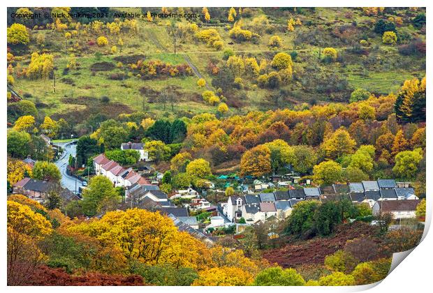Deep autumn colours around Blaenrhondda  Print by Nick Jenkins