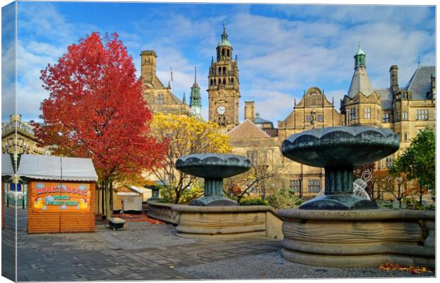 Sheffield Town Hall & entrance to Peace Gardens  Canvas Print by Darren Galpin