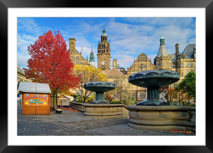Sheffield Town Hall & entrance to Peace Gardens  Framed Mounted Print by Darren Galpin