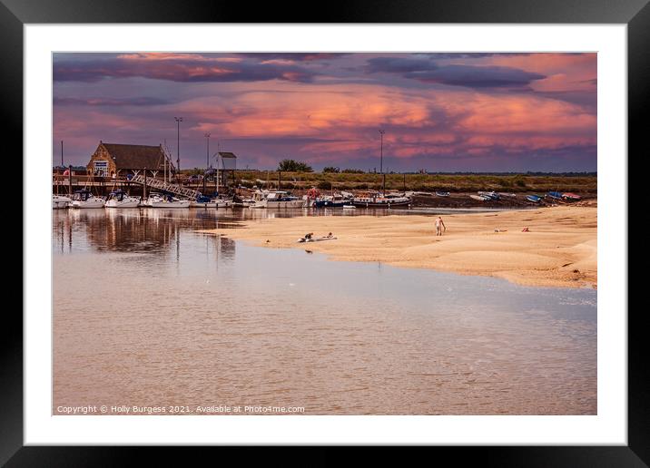 Wells next the sea, stunning sunset over the water Norfolk  Framed Mounted Print by Holly Burgess