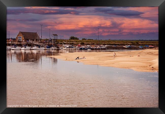 Wells next the sea, stunning sunset over the water Norfolk  Framed Print by Holly Burgess