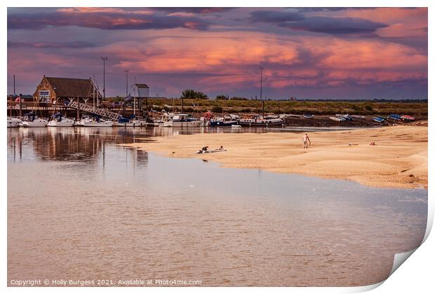 Wells next the sea, stunning sunset over the water Norfolk  Print by Holly Burgess