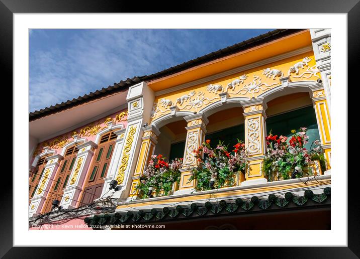 SIno Portuguese architecture in Soi Romanee, Framed Mounted Print by Kevin Hellon