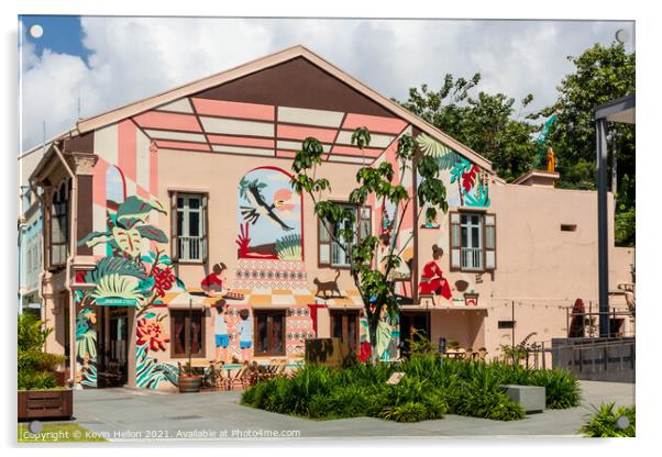 Wall mural on gable end, Singapore Acrylic by Kevin Hellon