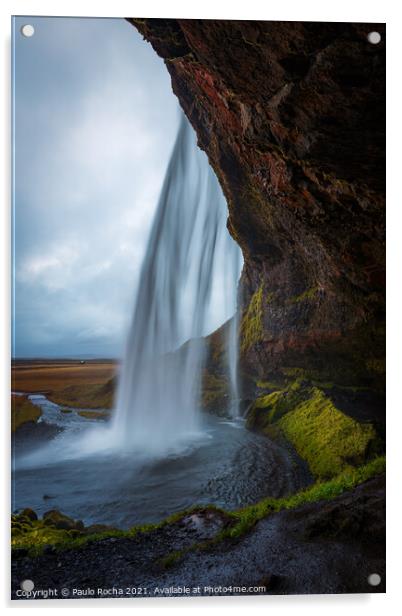 Seljalandsfoss waterfall in southern Iceland Acrylic by Paulo Rocha