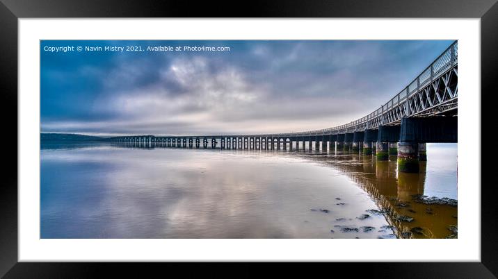 A panoramic image of the Tay Bridge, Dundee Framed Mounted Print by Navin Mistry