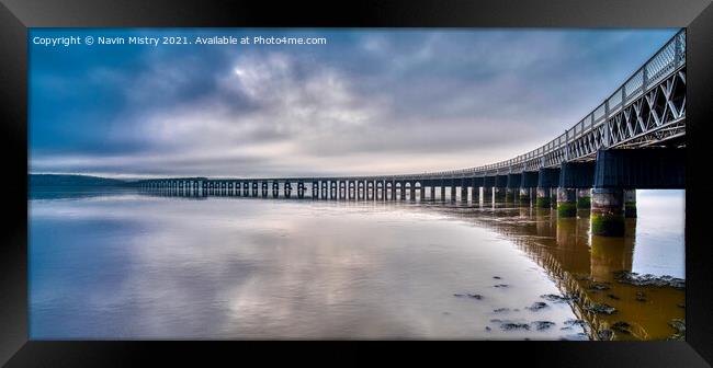 A panoramic image of the Tay Bridge, Dundee Framed Print by Navin Mistry