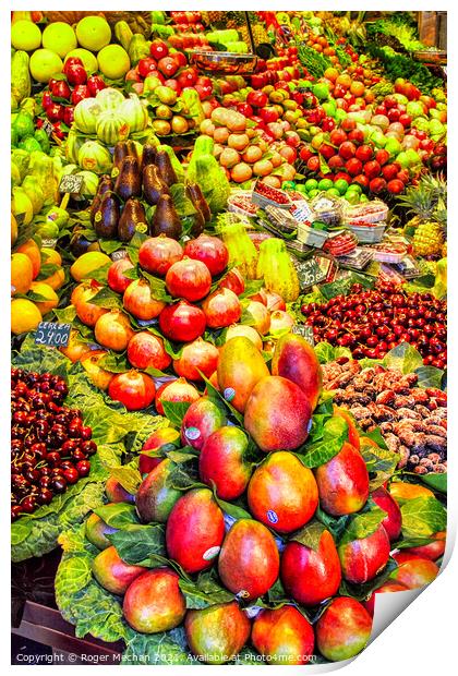 Abundance of Fresh Fruits Print by Roger Mechan