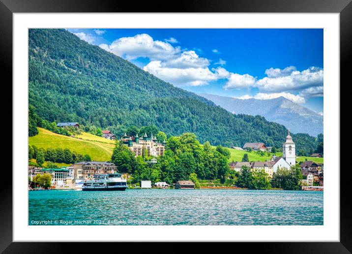 Tranquil Waters at St Wolfgang, Austria Framed Mounted Print by Roger Mechan