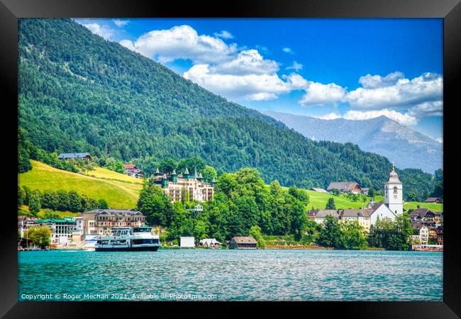 Tranquil Waters at St Wolfgang, Austria Framed Print by Roger Mechan