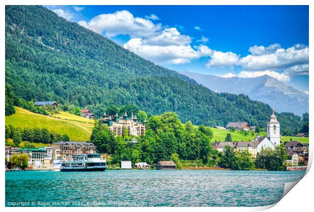 Tranquil Waters at St Wolfgang, Austria Print by Roger Mechan