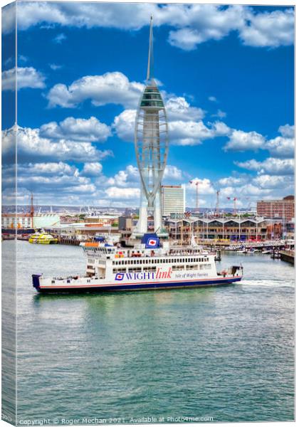 Departing Portsmouth's Harbor for  Isle of Wight Canvas Print by Roger Mechan