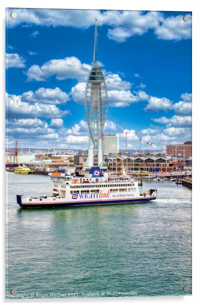 Departing Portsmouth's Harbor for  Isle of Wight Acrylic by Roger Mechan