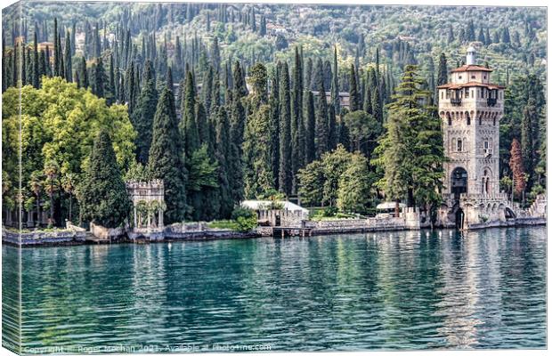 Serene Scaliger Fortress on Lake Garda Canvas Print by Roger Mechan