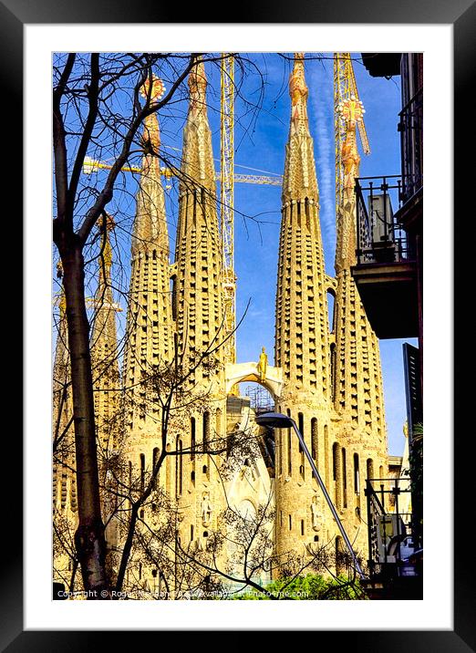 Gaudi's Masterpiece: A Towering View Framed Mounted Print by Roger Mechan