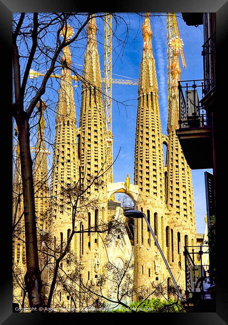 Gaudi's Masterpiece: A Towering View Framed Print by Roger Mechan