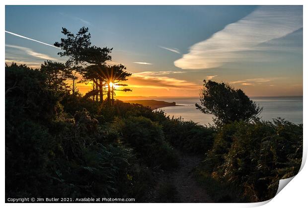 Southwest Coast Path at sunrise Print by Jim Butler